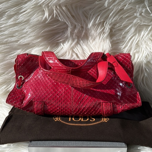 Authentic Vintage TOD’S ‘Candy Sera’ Mini Bag ~ in Red Python - Picture 4 of 15